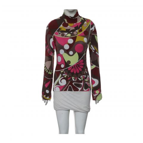 Sell Emilio Pucci Graphic Printed Turtleneck Top Brown Multicolor HuntStreet